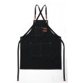 Unisex Canvas Bib Leather Chef Kitchen Apron Barista Bartender Pockets Apron Home Barber Coffee Restaurant Garden Pinafore. 