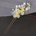 Flower Hair Sticks Chinese Hanfu Hair Accessories For women Light Yellow Floral Hairpins Retro Girls Hairbands Wedding Jewelry. 