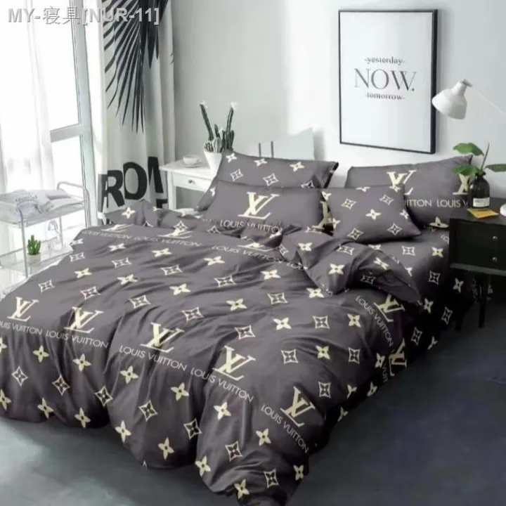 NEW%202in1%20/%204in1%20Cadar%20Set%20Branded%20Luxury%20LV%20Channel%20Gucci%20Cotton%20Ready%20Stock%20Single%20Queen%20Size%20Bedsheet%20with%20Pillow%20Case%20-%20Image%206