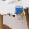 Anti-Spill Cup Holder Clamp Table Side Water Cup Holder for Workplace Home Desk Computer Desk Side Cup Holder White. 