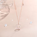 New Wancheng square mother-of-pearl necklace women's pendant sterling silver niche light luxury clavicle chain ins cold wind geometric necklace. 