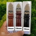 24mm Alligator Grain Embossed Leather Watch Belt Strap Band Steel Buckle With Lug Pin - Watch Strap 24 mm. 