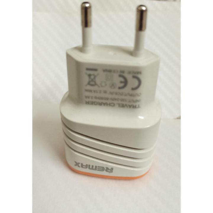 Remax 2 Pin Dual Port with Light US Charging Travel Adaptor - Only Adaptor