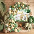 Jungle Safari Green Balloon Garland Arch Kit Kids Birthday Party Supplies Deer Pattern Gold Latex Ballons Baby Shower Decoration Luhuai CVC. 