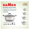 Hamko Oval SS Saucepan with Glass  Lid (22 CM)- IB. 