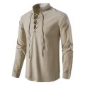 2023 New Men's Casual Blouse Cotton Linen Shirt Tops Long Sleeve Tee Shirt Spring Autumn Slanted Placket Vintage Yoga Shirts. 