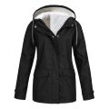 2022 Women's Thick Coat Fashion Autumn Winter Plus Velvet Outdoor Jacket Windproof Waterproof Mountaineering Hooded Overoat. 