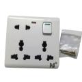 8-pin Multi socket double 3 pin & 2 pin socket MK size universal plug socket 13A 6 pin Plat & round.