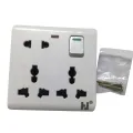 8-pin Multi socket double 3 pin & 2 pin socket MK size universal plug socket 13A 6 pin Plat & round. 