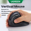 UGREEN Dual-mode Vertical Mouse Mice 2.4G & Bluetooth Vertical Ergonomic 4000DPI Wireless Silent Click Mouse with Laser Engraving Black. 