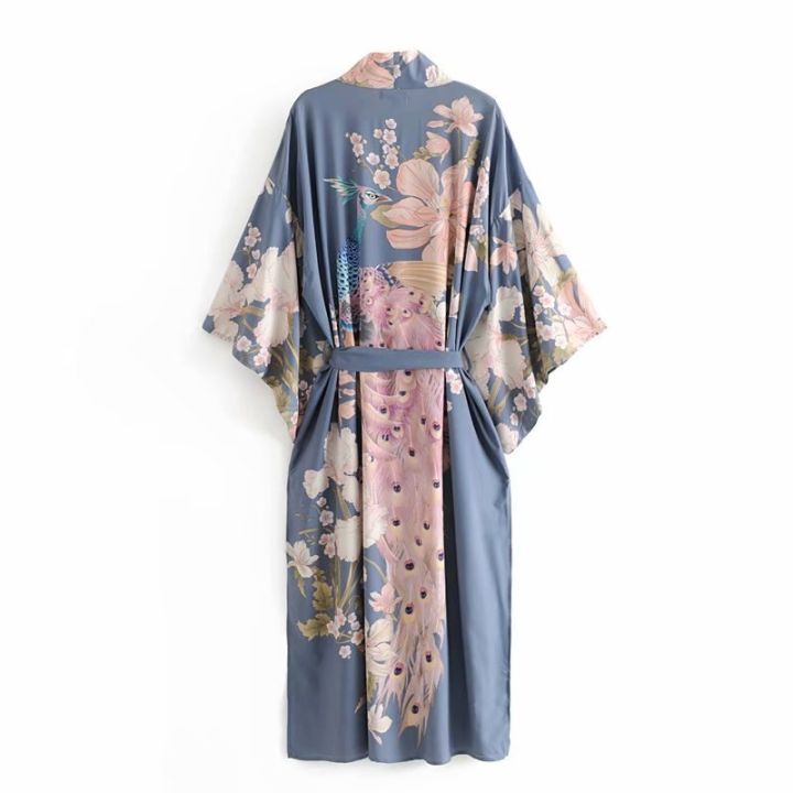Boho%20Queens%20Women%20Floral%20Print%20Sashes%20Bohemian%20Robe%20Ladies%20V%20Neck%20Batwing%20Sleeves%20Happie%20Maxi%20Kimono%20Cover-ups%20-%20Image%203
