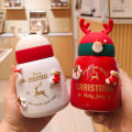 340ml Christmas Elk 304 Stainless Steel Thermos Cup Korean Couples Water Bottle With Lid Portable Coffee Mugs Gift Decorations. 