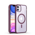 For Apple iPhone 11 MagSafe Compatible Shockproof Transparent Slim Fit Wireless Charging supported Frosted Border Phone Back Case Mobile Cover. 