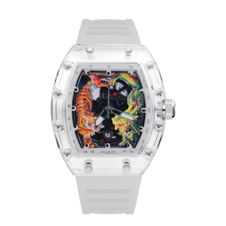 New zido High-End Domineering Automatic Quartz Hollow Luminous Waterproof Richard Men's Watch Dragon Tiger