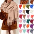 Women Pashmina Scarf Soft Solid Plain Shawl Wrap Fashion Warm Neck With Fringes Mens Carnival Headdress Neck Scarves for Men.