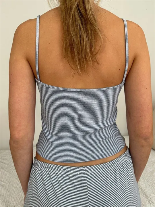 Waist%20shorts,%20loungewear,%20vest%20tops,%20elastic%20shi,%202-piece%20CHRONSTYLE%20women's%20pajamas%20set,%20stripe%20print,%20crop%20top,%20suspenders,%20soft%20pajamas,%20pajamas%20-%20Image%203
