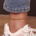 Stainless Steel Gold Plated Tarnish Free Jewelry Wheat Texture Rope Chain Anklets Bracelets Foot Leg Jewelry For Women Ladies. 