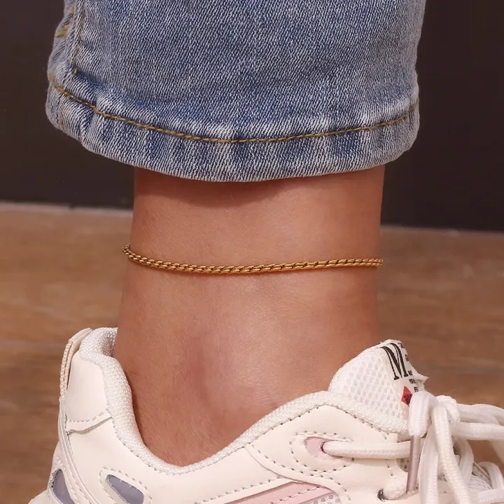 Stainless%20Steel%20Gold%20Plated%20Tarnish%20Free%20Jewelry%20Wheat%20Texture%20Rope%20Chain%20Anklets%20Bracelets%20Foot%20Leg%20Jewelry%20For%20Women%20Ladies%20-%20Image%205