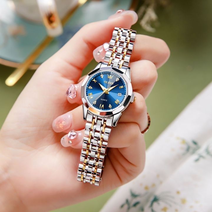 Orginal Women Analog Quartz Stainless Steel Luminous Date Two Tone Luxury Casual Wrist Watch Daraz .bd