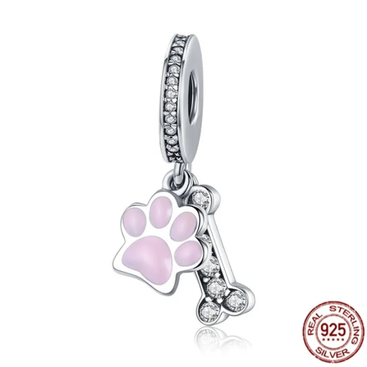 Pet%20Paw%20Print%20Bone%20Dangle%20Charm%20Authentic%20925%20Sterling%20Silver%20Bead%20Fit%20Original%20Pandora%20Bracelet%20Necklace%20Jewelry%20For%20Women%20-%20Image%204
