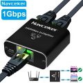 Navceker 1 Gb RJ45 Splitter Connector Adapter 1 to 2 Ways Lan Ethernet Splitter Gigabit Coupler Connect Laptop Network Cable.