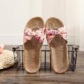 Women Female Bohemia Bowknot Flax Linen Flip Flops Beach Shoes Sandals Slipper.