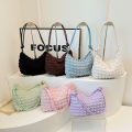 Cross-border women's simple temperament, gentle pleated bubble puff armpit bag, 2024 summer new one-shoulder cross-body cloud bag. 