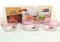 Aglaia Oven Proof Deli Glassware 3 Piece Bowls With Lid Set.