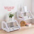 Wifi Router Stand Shelf Double Layer Wall Mounted Shelf Home decorator.