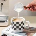 Nordic Checkerboard Coffee Mug Cup Ceramic Stacked Mugs Coffee Cups Office Home Water Cup Couple Cup Afternoon Tea Cup Milk Cup. 
