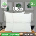 Exclusive Fiber Cushion, Cotton Fabric, White, (16"x16")_Set of 2. 