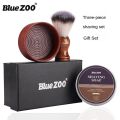 Gift Box 3 Sets Bluezoo Men's Care Gronma Shaving Hu Brush Bubble Bowl Shaving Brush. 