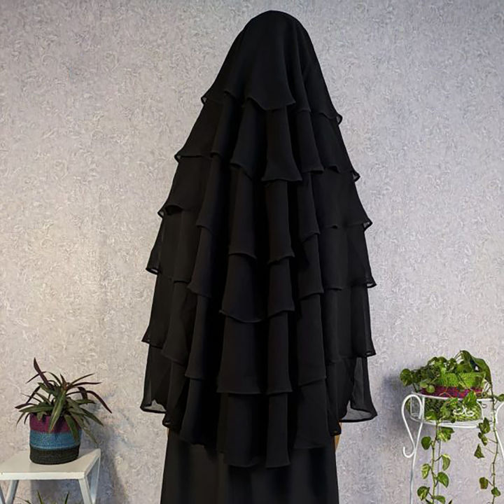 Black Color Georgette Fabrics six 6 part Hijab for Women || Hijab Collection || 6 Part Hijab (45″ Inch)