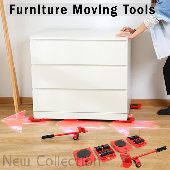 Furniture Moving Tool Heavy Object Mover Furniture Transport Lifter & Furniture Slides 4 Wheeled Mover Roller+1 Wheel Bar Hand Tools Set