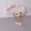 Korean Colorful Crystal Beaded Bracelet for Women Bohemian Shell Daisy Flower Pendant Elastic Bracelets Party Wedding Jewelry. 