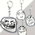 Funny TrollFace Keychain for Accessories Bag NoMeGusta Rage Face ForeverAlone Pendant Key Chain Ring Keyring Jewelry Fans Gifts. 