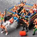 Mini Wrestling Ring Battle Pack-Play Set With Action Figures DIY Realistic Wrestler Building Pretend Play Educational Toy. 