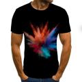 flame men's T-shirt summer fashion short-sleeved 3D round neck tops  element shirt trendy men's T-shirt. 