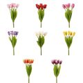 Flower Arrangement Real Touch Artificial Tulip Flowers Handmade 5-Heads Faux Tulip Branch Artificial Fake Flower Dining Table. 