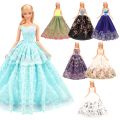 【LuckyBabyFans Store】(New) fashion 15 items/set doll accessories = 5 dresses random pick 10 shoes wedding Noble party gown clothes for Barbie doll outfit. 