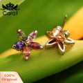 Women\'s Fashion Gorgeous Multicolor Zircon Flower Ear Studs Earrings Jewelry. 