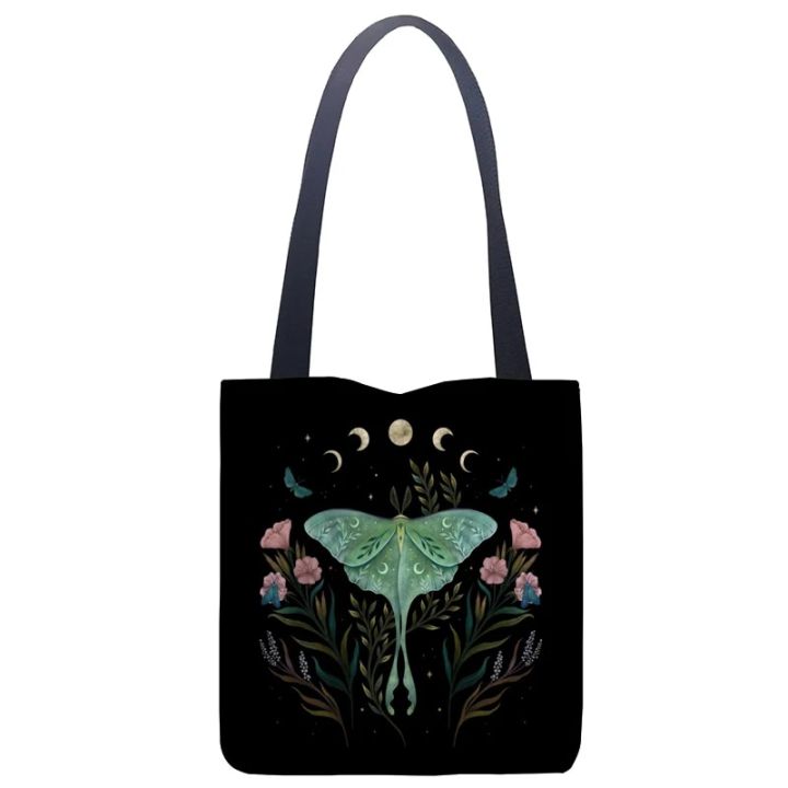 Chinese%20Style%20Printing%20Line%20Bag%20Bright%20Colors%20Butterfly%20And%20Moon%20Women's%20Handbag%20Art%20Forest%20Red%20Mushroom%20Pattern%20Tote%20Bag%20-%20Image%203