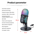 USB Condenser Microphone with Noise Cancellation RGB Microphone for Pc Computer Laptop Video Recording. 