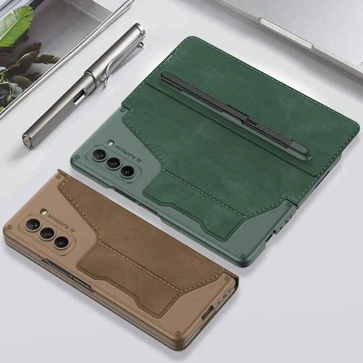 MOBICASE%20For%20Samsung%20Galaxy%20Z%20Fold%203%20Fold%204%20Fold%205%205G%20Back%20Cover%20Leather%20Pen%20Holder%20Armor%20Case%20Back%20Protection%20Hard%20Cover%20Leather%20Cover%20Case%20-%20Image%207
