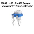 5Pcs RM065 RM-065 VR 500 Ohm 501 Trimmer Trim Pot 500 Ohm 501 Trimpot Potentiometer Variable Resistor Top Adjustment Single Turn 6mm V/R Breadboard Friendly. 