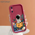 Hontinga for iPhone 15 14 13 12 11 Pro Max 5 6 6s 7 8 Plus SE 2020 2022 X XR XS MAX Back Cover Space Astronaut Pattern Ladder Soft Camera Protection Rubber Phone Case. 