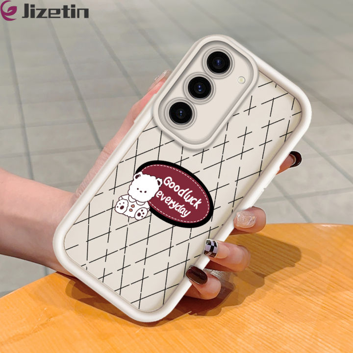Jizetin for Samsung S23 5G Back Cover Luck White Bear Ladder Camera Soft Rubber Mobile Phone Case