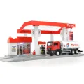 【Toy life hall】1:64 UK BP gas station set Fuel tank truck mini coopers super sport metal diecast cars pull back toys light. 