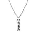 New Men's Bar Necklace Black Pendant with Stainless Steel Box Chain Elegant Simple  Chain for Men. 
