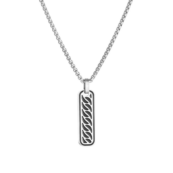 New%20Men's%20Bar%20Necklace%20Black%20Pendant%20with%20Stainless%20Steel%20Box%20Chain%20Elegant%20Simple%20%20Chain%20for%20Men%20-%20Image%202